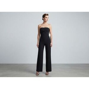 Black Strapless Twist Front Wide Leg Jumpsuit small  episode